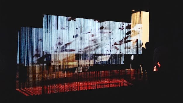 A split screen showing on one side a crowded movie theatre and on the other side a person relaxing on their sofa watching a movie on their laptop, highlighting the choice between traditional cinema and streaming at home.