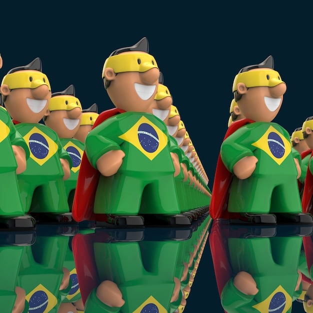 A split screen: On one side, iconic Brazilian film characters; on the other side, logos of major international streaming platforms like Netflix, Amazon Prime Video, and Disney+.