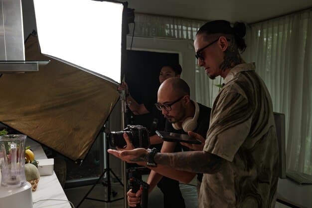 Students in a film class in Rio de Janeiro, Brazil, are learning about cinematography using professional cameras and lighting equipment during a hands-on workshop.