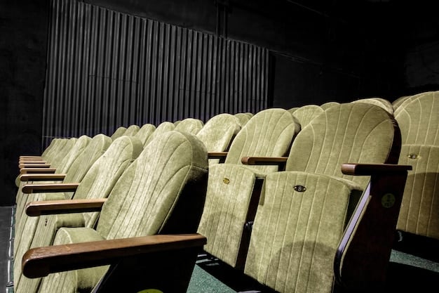 An interior shot of a cutting-edge cinema auditorium in Brazil, showcasing comfortable, reclining seats, a massive high-resolution screen, and advanced Dolby Atmos sound system with strategically placed speakers.