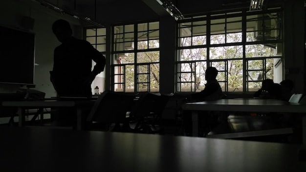 A dimly lit classroom at Nevermore Academy. In the foreground, several students are gathered around a table, studying ancient books and artifacts. Candles flicker, casting eerie shadows on their faces. The scene suggests a hidden society or secret club involved in supernatural investigations.