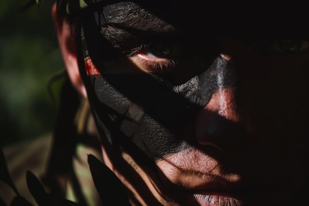 A still from a Brazilian independent film, showing a close-up of a character in a favela, expressing deep emotion and resilience. The lighting is dramatic and the setting intimate.
