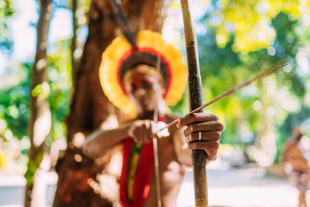 A still from a Brazilian film depicting a Candomblé ritual, with participants dressed in traditional white clothing and performing a spiritual dance. Focus on the use of natural light and the expressions of devotion.