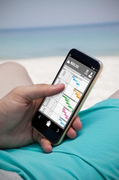 A close-up of a smartphone screen displaying a digital well-being dashboard with graphs showing screen time usage for various streaming apps, symbolizing tech-assisted mindful viewing.