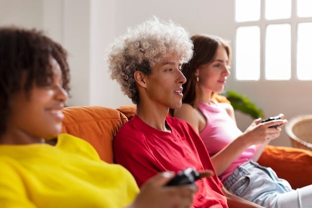 A diverse group of Brazilians, of different ages and backgrounds, simultaneously watching movies on various devices—a couple at a cinema, a family on a smart TV, and a young person on a phone, illustrating current multifaceted consumption.