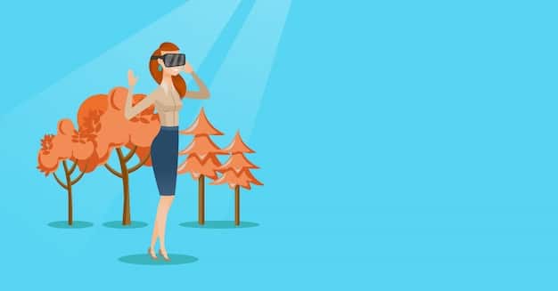 A person wearing a VR headset, with a cinematic landscape projected around them, representing the potential for immersive virtual film festival experiences.