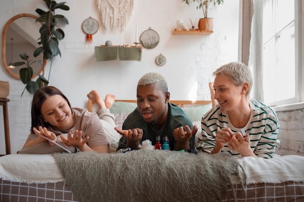 A diverse group of people from different generations gathered around a living room, laughing and pointing at a television screen showing a beloved classic sitcom, highlighting shared joy and intergenerational connection.