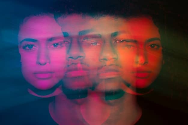 A collage of diverse faces, some thoughtful, some grim, reflecting the varied emotions evoked by anti-hero narratives. The composition suggests different perspectives and interpretations of morality.