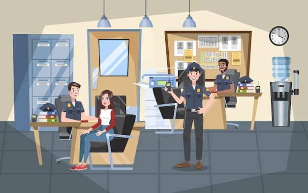 A diverse cast of characters in a police interrogation room, showing intense and realistic interactions, reflecting the ensemble dynamics of 