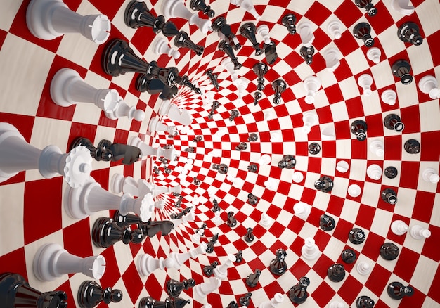 A chess board with pieces in disarray, symbolizing the complexity and strategic thinking required to understand intricate narratives.