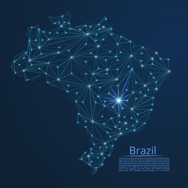 A world map made of interconnected nodes, with Brazil highlighted, showing lines extending to other regions, symbolizing the spread of anti-spoiler ideas and tools. Subtle tech icons like network symbols or blurred text snippets.