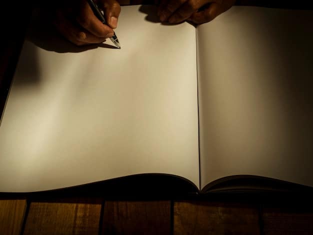 A close-up of hands turning the page of a well-worn book, with soft light illuminating the text, highlighting the personal and intimate nature of reading. The background is slightly blurred, focusing on the act of discovery.