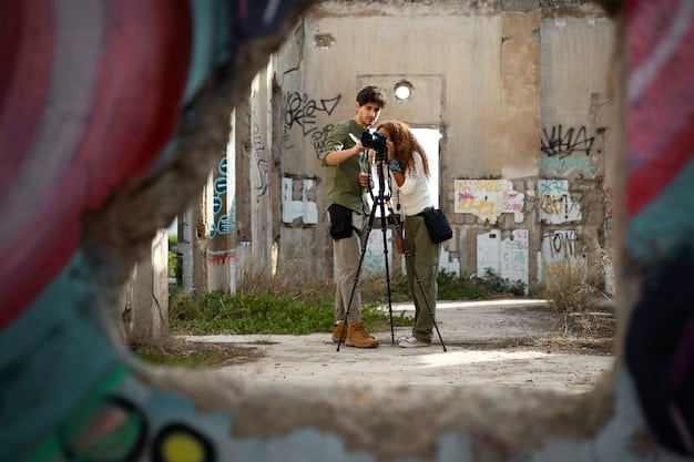 A film crew shooting a scene in a favela in Rio de Janeiro. The image highlights the production of local content and the cultural richness of Brazil, reflecting The Future of Streaming in Brazil: Predictions for 2025 and Beyond.