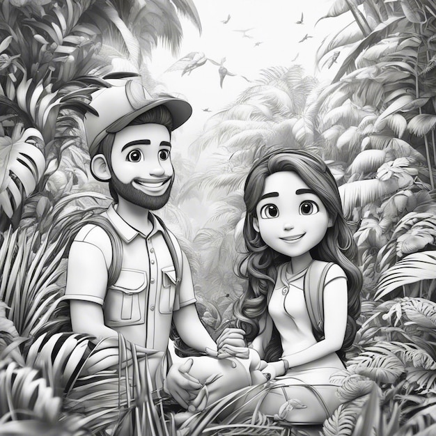A storyboard sketch presenting concept art for a new Disney+ BR Brazilian animated series in development. The sketch features diverse characters and vibrant scenery, meant to encapsulate the essence of Brazilian culture and storytelling, potentially hinting at themes or settings explored in the upcoming series greenlit for Q2 2025.