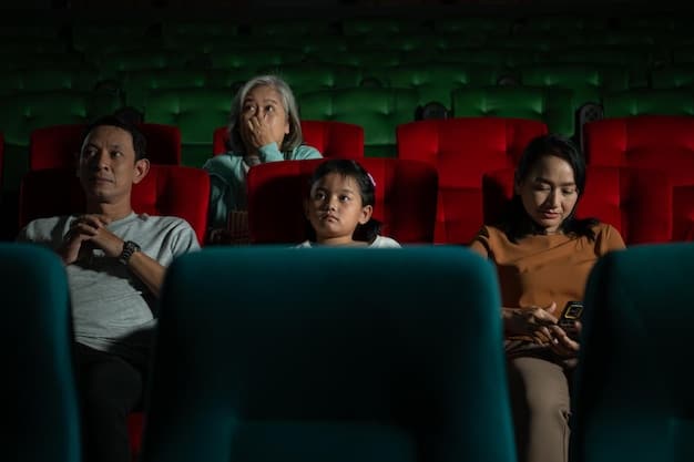 People of different ethnic backgrounds watching a film in a cinema. The cinema hall should be modern. The audience should be diverse to show that everyone is welcome to watch Brazilian films. The image is used to showcase how this new law will bring more Brazilian films to these audiences.