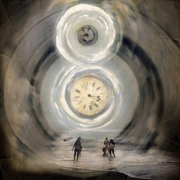 Eleven standing in a dark void, surrounded by swirling clocks and distorted images from past seasons, symbolizing her potential control over time in 'Stranger Things' Season 5: Theories, Spoilers, and What to Expect in the Final Season.