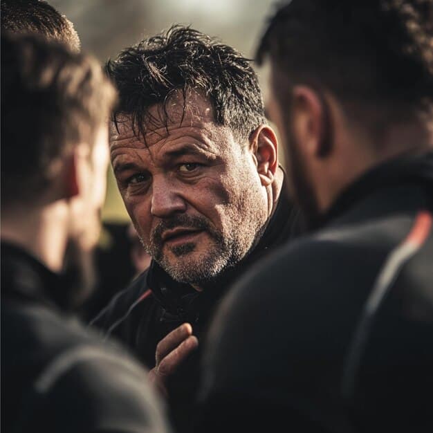 A close-up of Jason Sudeikis as Ted Lasso, looking thoughtful on the AFC Richmond bench during a match. His expression suggests he is contemplating a difficult decision.