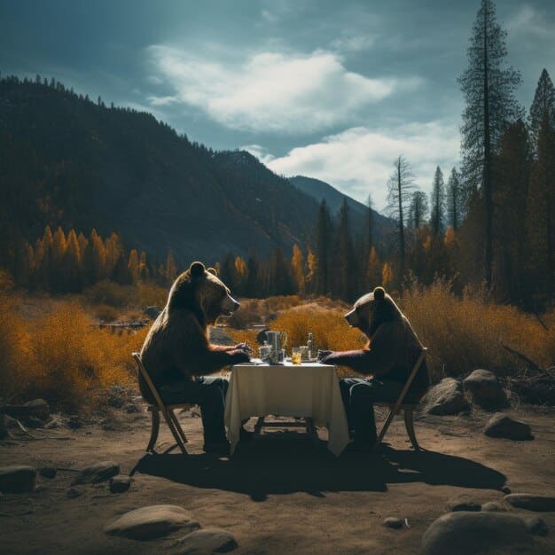 A photograph capturing a tense family dinner scene at the Dutton ranch in 'Yellowstone' Season 5. Focused expressions highlight the strained relationships between John, Beth, Kayce, and Jamie as they navigate their individual aspirations and loyalties to the family legacy. The mood is reflective of the internal conflicts and delicate power balance within the Dutton dynasty.