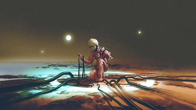 A still from 'Beyond the Sea', featuring astronauts Aaron Paul and Josh Hartnett in their space station. The image illustrates the isolation and emotional strain experienced by the characters.