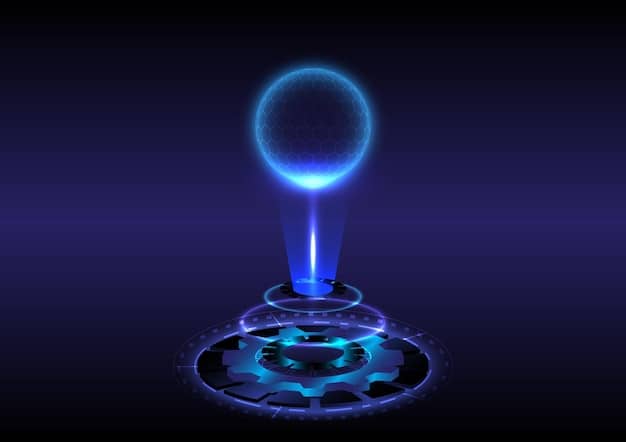 A single, intricate piece of futuristic technology, glowing subtly, suggesting a source of 