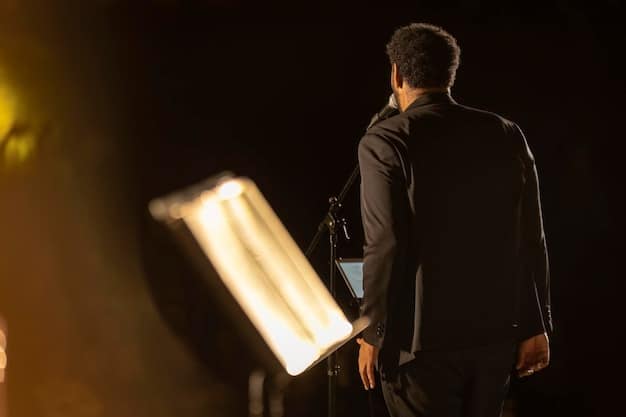 A director gives instructions to an actor on a dimly lit film set, with production equipment visible in the background, conveying the intense atmosphere of filming 'The Silent Echo'.
