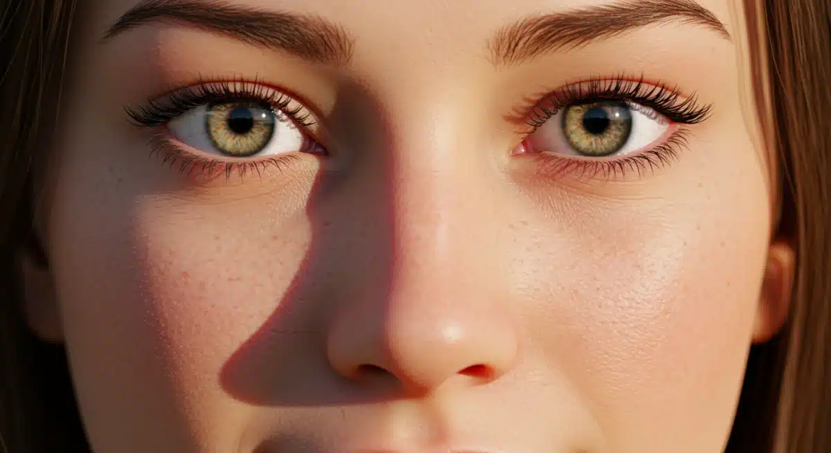Close-up of a digital human face with lifelike skin and expressions, highlighting advanced CGI realism.