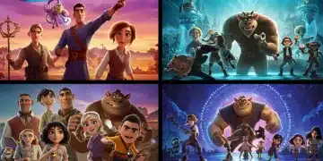 Diverse animated characters from upcoming 2025 films, vibrant and unique art styles