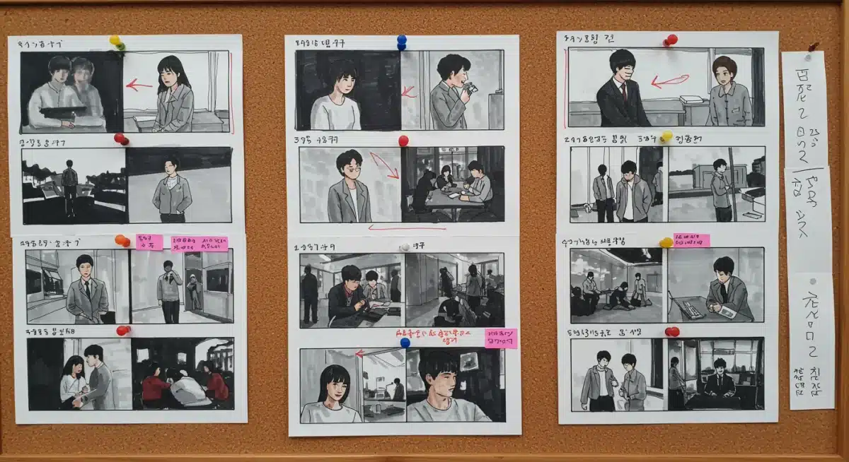 Storyboard outlining key dorama narrative sequences