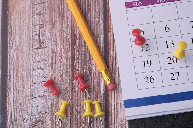 A close-up of a calendar with 