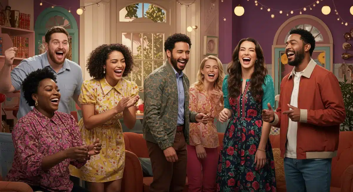 Behind-the-scenes shot of a new HBO Max comedy series cast