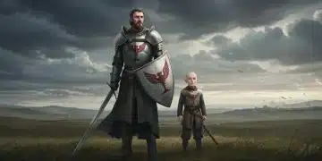 Ser Duncan the Tall and Egg in 'The Hedge Knight' promotional art, an HBO Game of Thrones prequel.