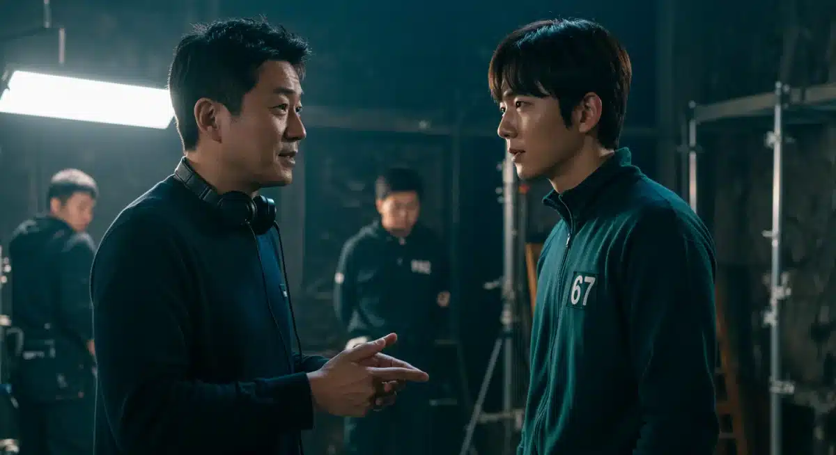 Director Hwang Dong-hyuk and Lee Jung-jae on Squid Game Season 2 set