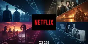 Netflix Q3 2025 releases cover image, showing various genres of new content and streaming war competition.