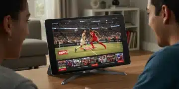 Enthusiastic person watching live sports on a streaming device, highlighting cable-free ESPN+ access.