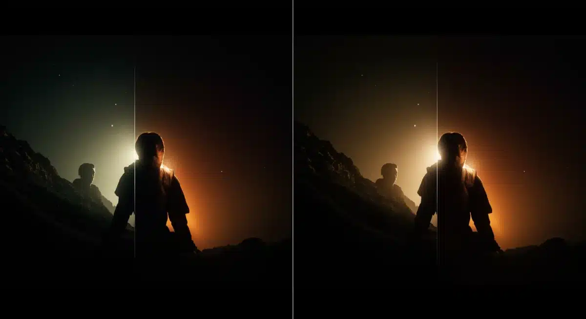 Comparison of raw footage versus 25% enhanced color graded footage using 2025 technologies.