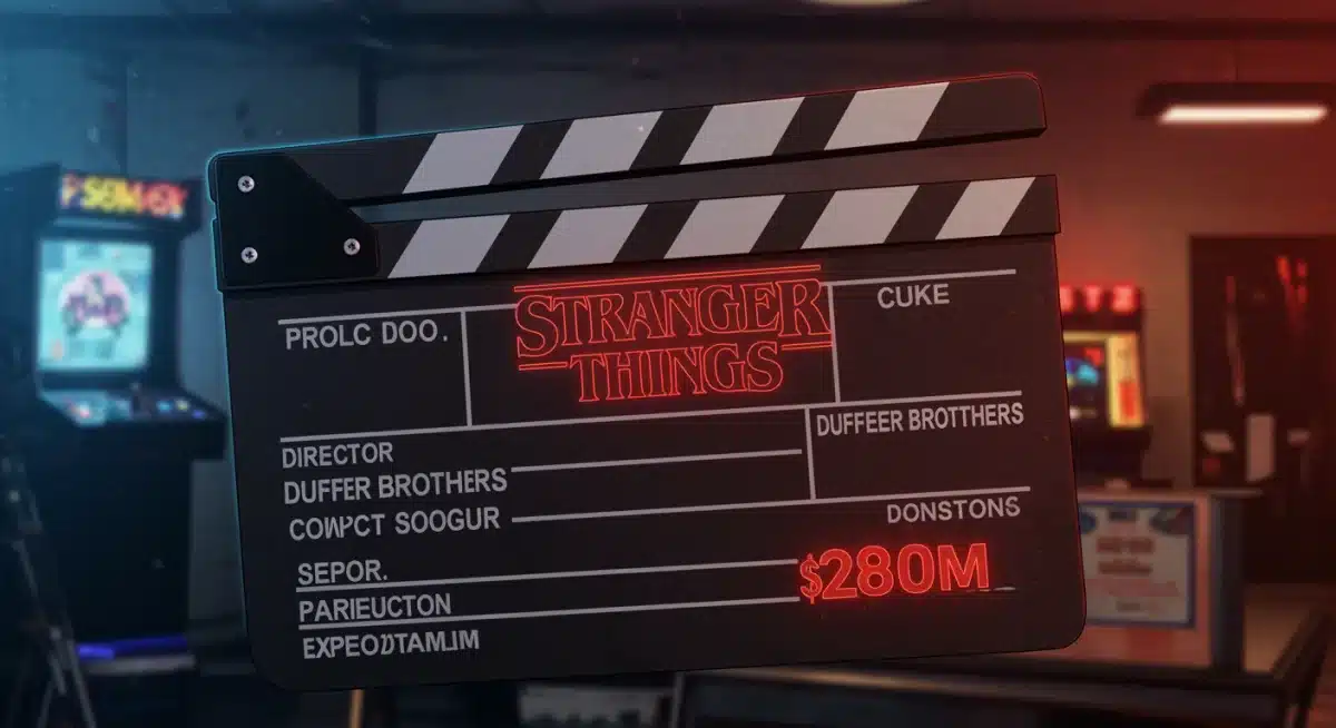 Clapperboard marking Stranger Things Season 5 production start with budget details