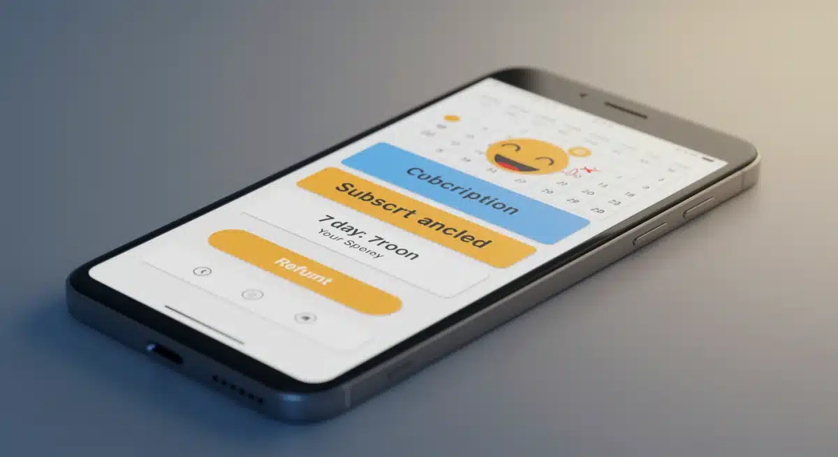 Smartphone showing streaming service cancellation confirmation within 7 days.