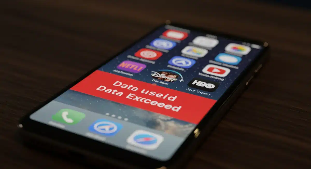 Smartphone warning about streaming data cap usage