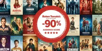 Collage of highly-rated streaming content posters with 90% Rotten Tomatoes audience score.