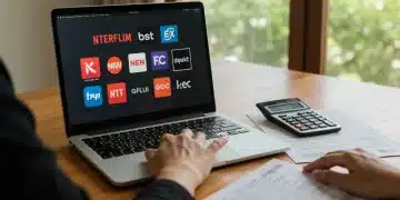 Person analyzing streaming costs and tax forms for 2025 deductions