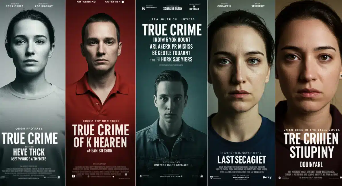 Collage of top five true crime documentary posters on a screen, illustrating popular streaming content.